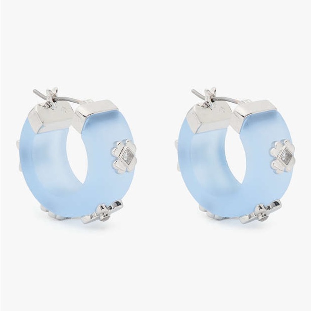 Kate Spade Heritage Bloom Small Hoops Icy Blue
